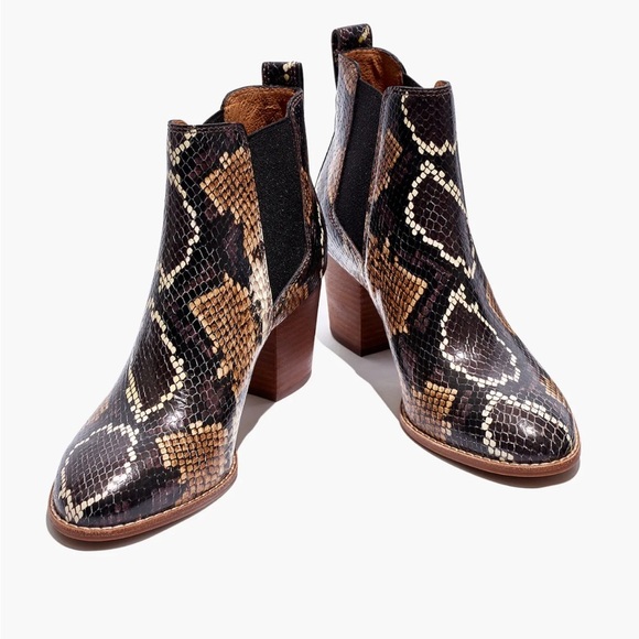 Madewell The Regan Boot in Snake Embossed Leather Ankle Boot  (AA184) Size 8.5 - Picture 1 of 16